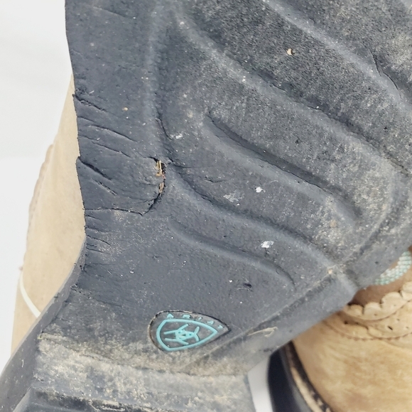 Ariat Women’s Fatbaby Heritage Cowboy Western PullOn Boots Brown/Teal Tan 10b - Picture 9 of 12